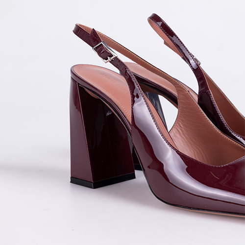 Burgundy Patent Leather Slingback — Block Heel Archive