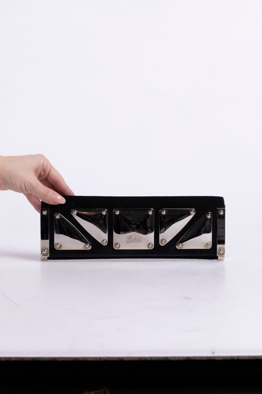 Gucci black pyramid clutch
