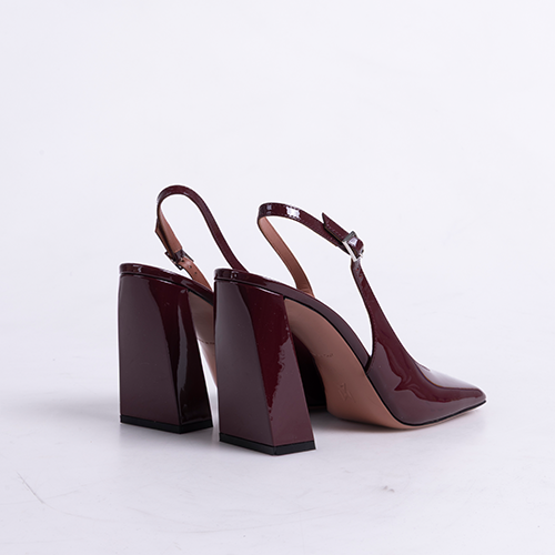 Burgundy Patent Leather Slingback — Block Heel Archive