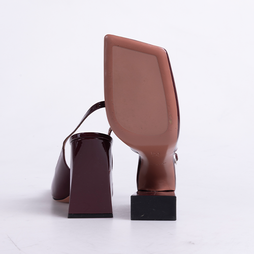 Burgundy Patent Leather Slingback — Block Heel Archive