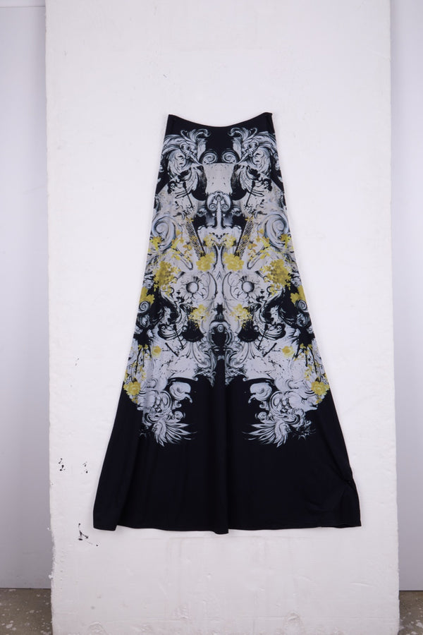 Roberto Cavalli Baroque Maxi Skirt — Black / Gold Archive