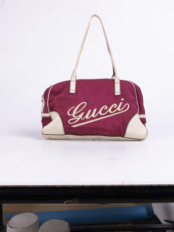 Gucci Bordo Logo Bowling Çanta