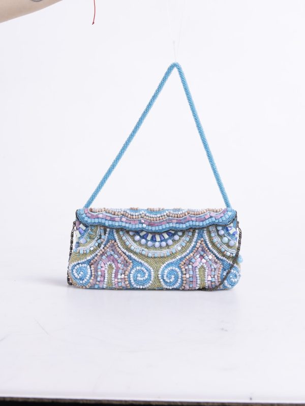 Mavi İşlemeli Clutch