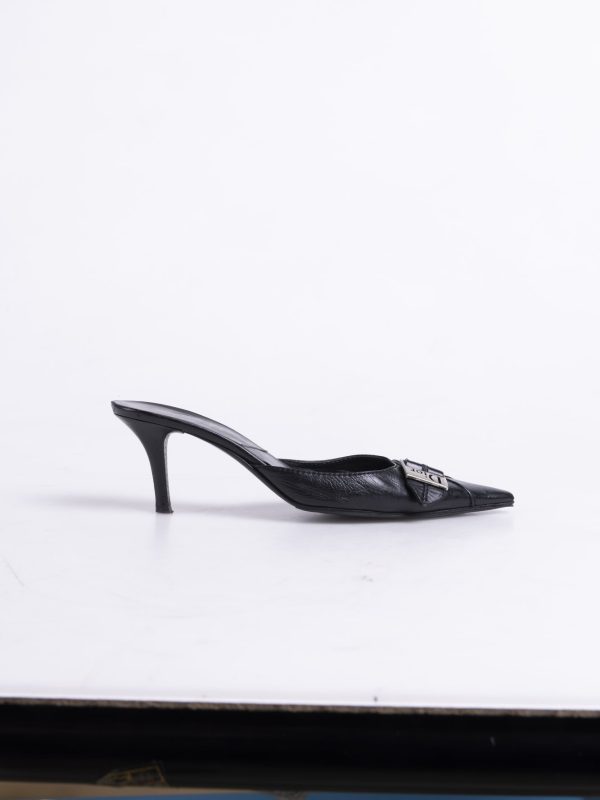 Siyah Dior Kitten Heel Mule